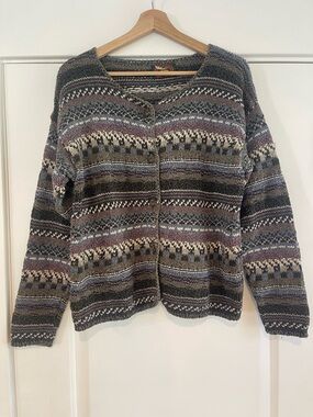 Vintage The Alps Cotton Knit Cardigan Sweater - S